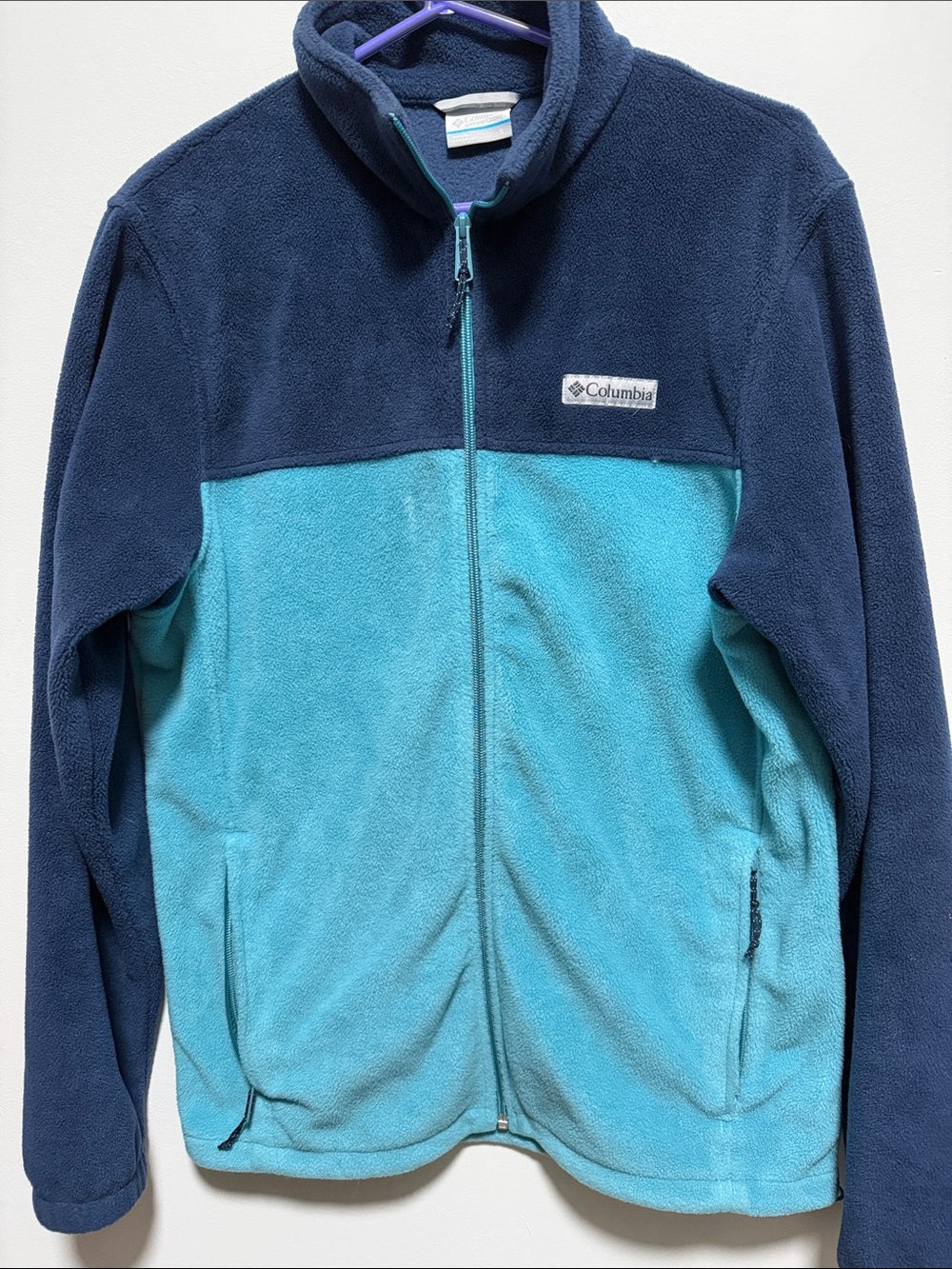 Columbia Navy and Teal Full-Zip Fleece Jacket